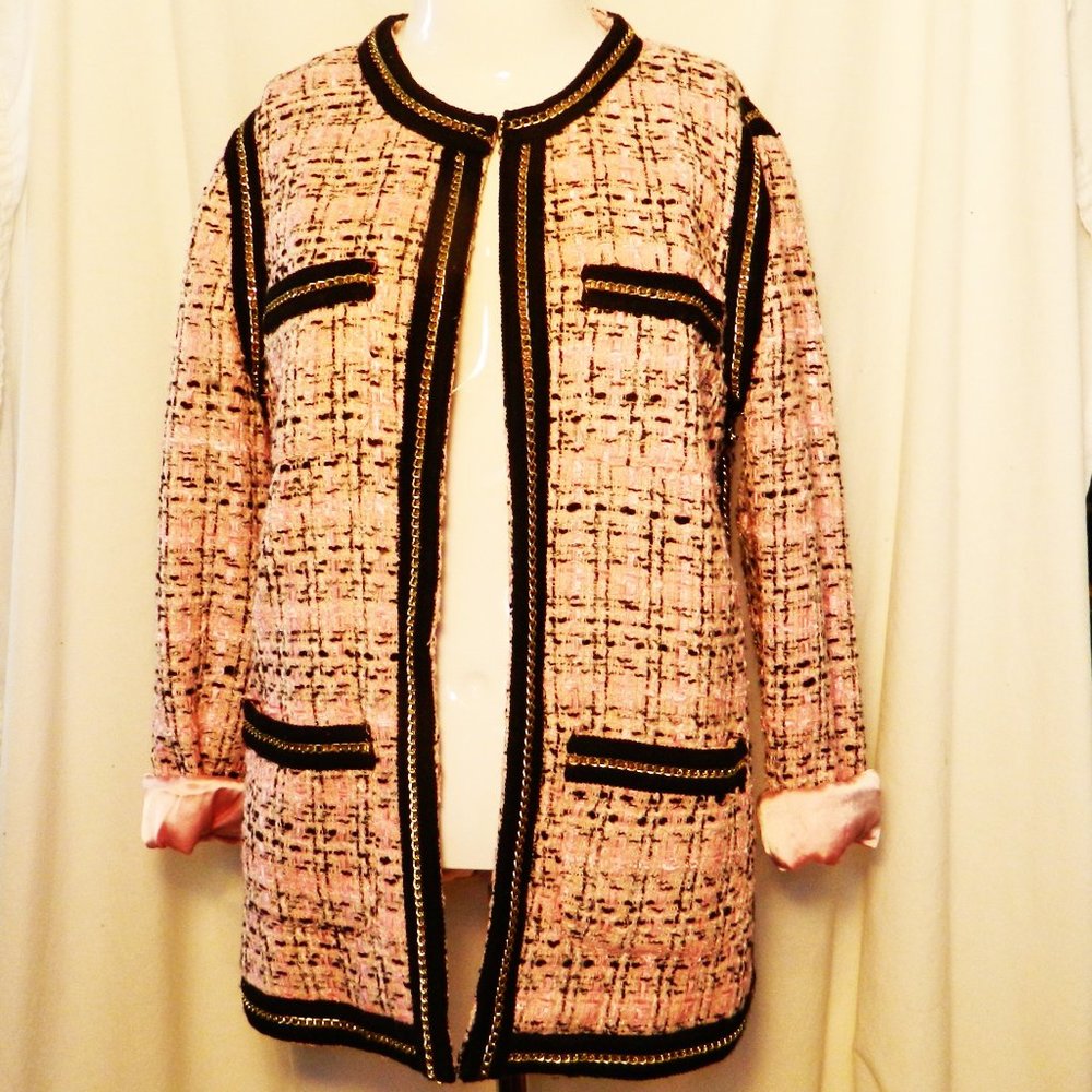 Michael Simon Pink & Black Blazer Nobby Knit SM